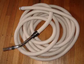 12Mtr Beige Ducted Vacuum Hose with 32mm Bent End Handle - Part # HBGCOM12