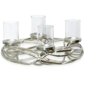 16" Nickel Plated Wreath Shape Candle Holder