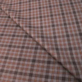 2.5 YDS Gray and Brown Check Tartan Windowpane Superfine Wool Loro Piana Fabric