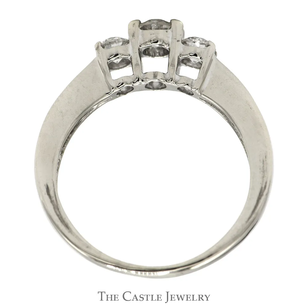 .35cttw Three Stone Diamond Engagement Ring in 14k White Gold