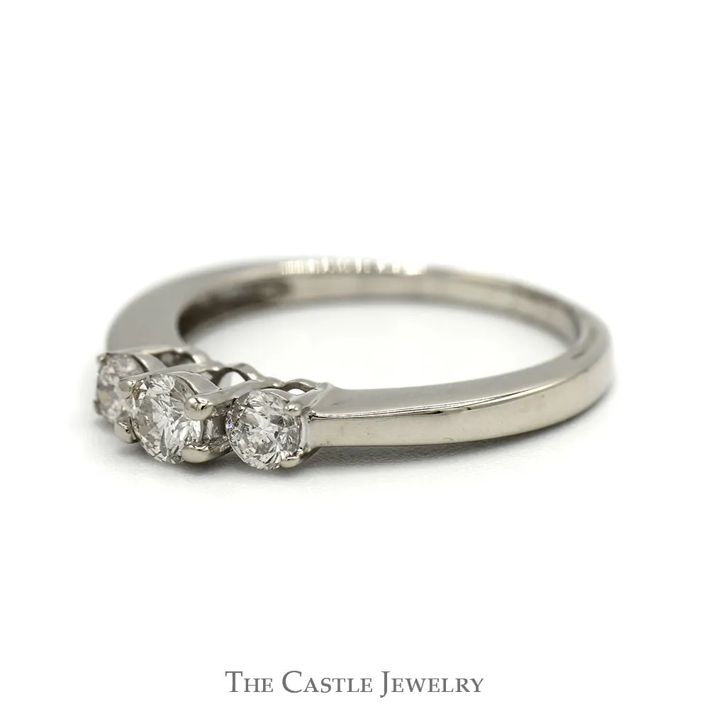 .35cttw Three Stone Diamond Engagement Ring in 14k White Gold