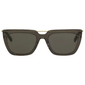 Alexander McQueen Gray Flat Top Sunglasses w/ Gold Details, NIB!