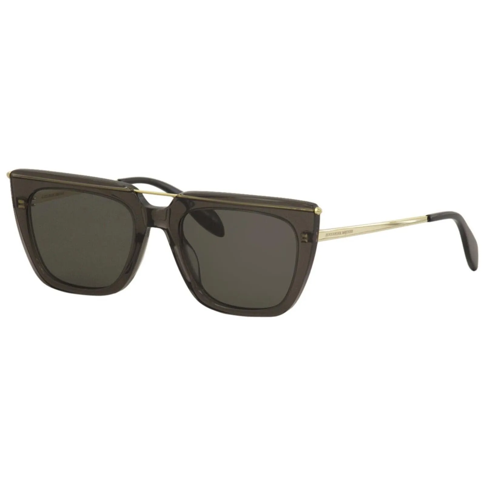 Alexander McQueen Gray Flat Top Sunglasses w/ Gold Details, NIB!