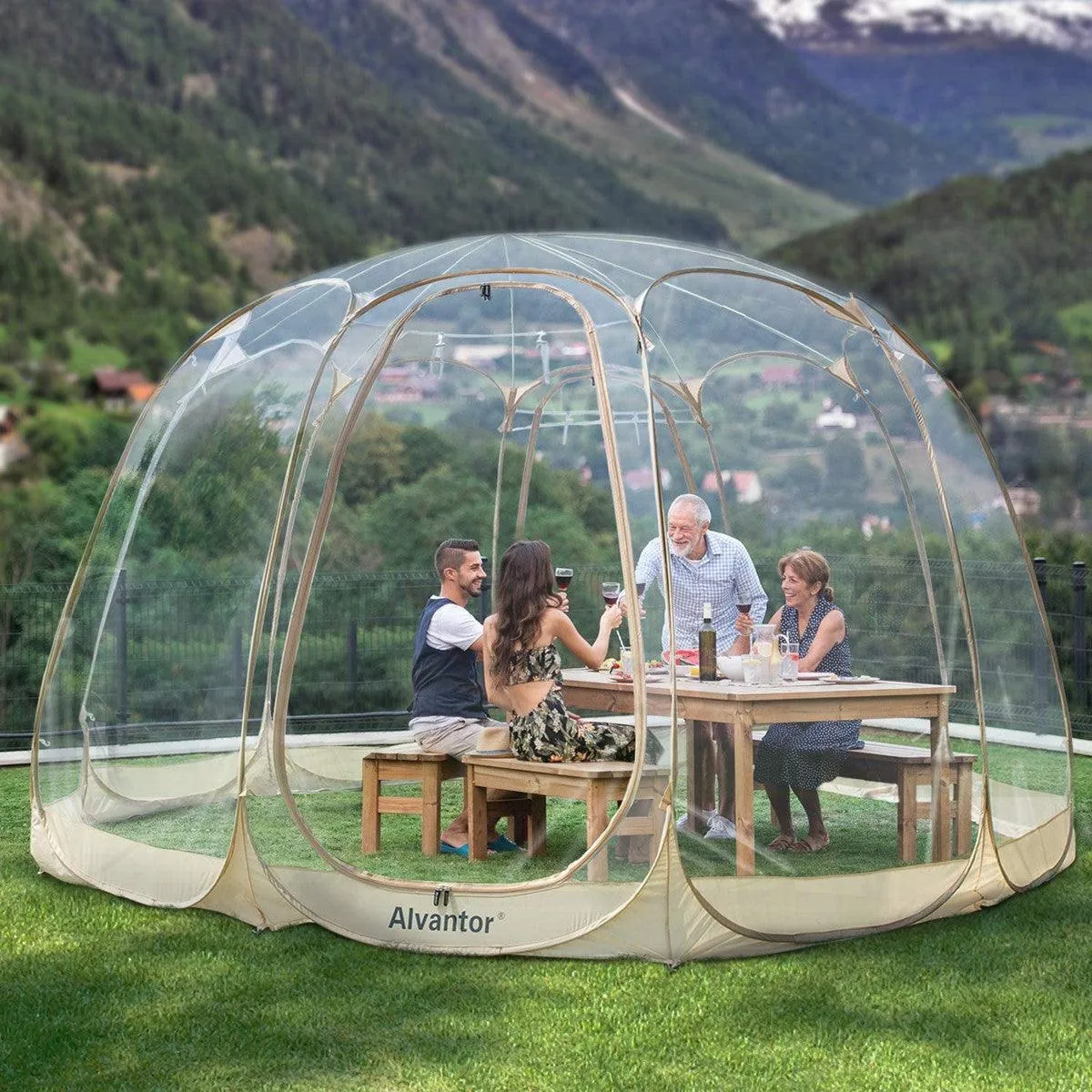 Alvantor Garden 𝙄𝙂𝙇𝙊𝙊 𝙏𝙀𝙉𝙏™ Large Oversize Weather Proof Pod Pop Up Winter Gazebo™ Instant Clear Tent