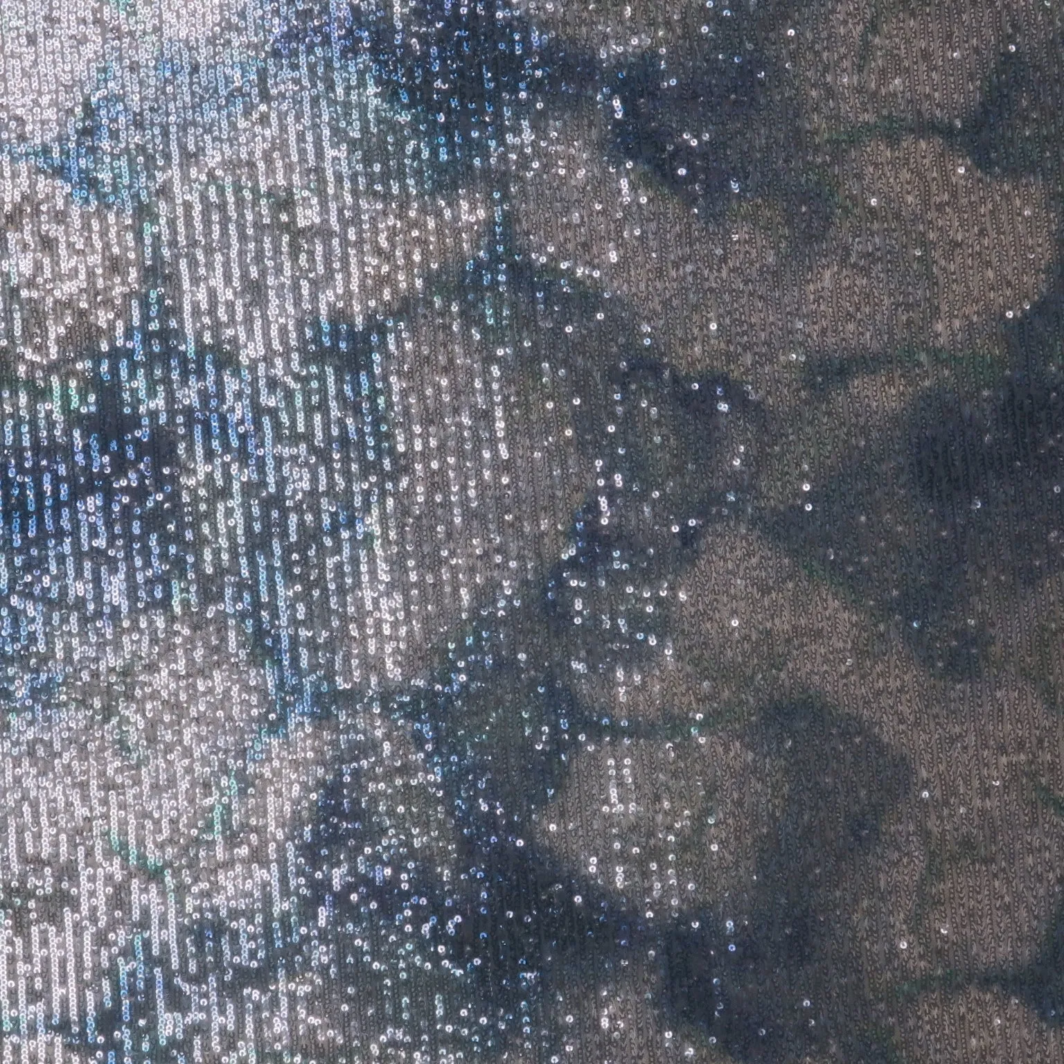 Aqua and Beige Clouds Abstract Sequins Fabric