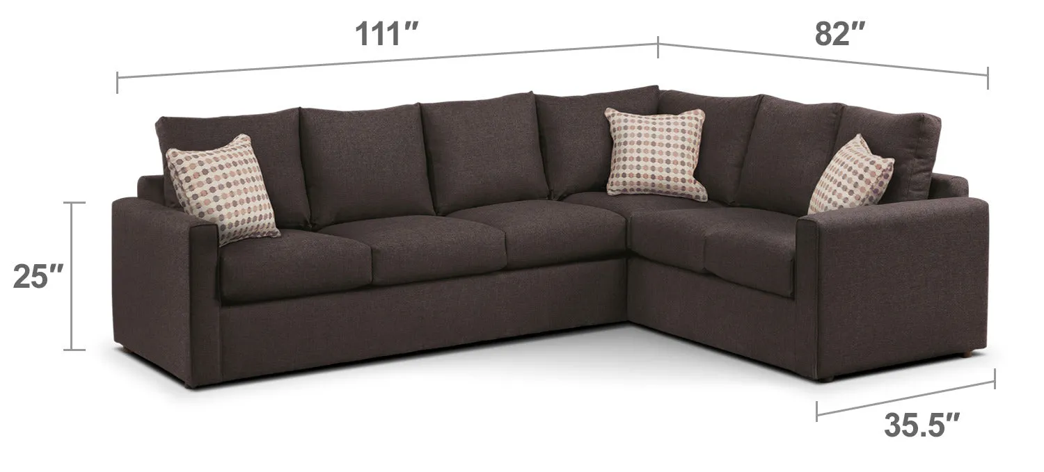 Athina 2-Piece Sectional with Left-Facing Queen Sofa Bed - Nutmeg