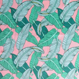 Banana Leaves on Light Peach Nylon Spandex Swimsuit Fabric