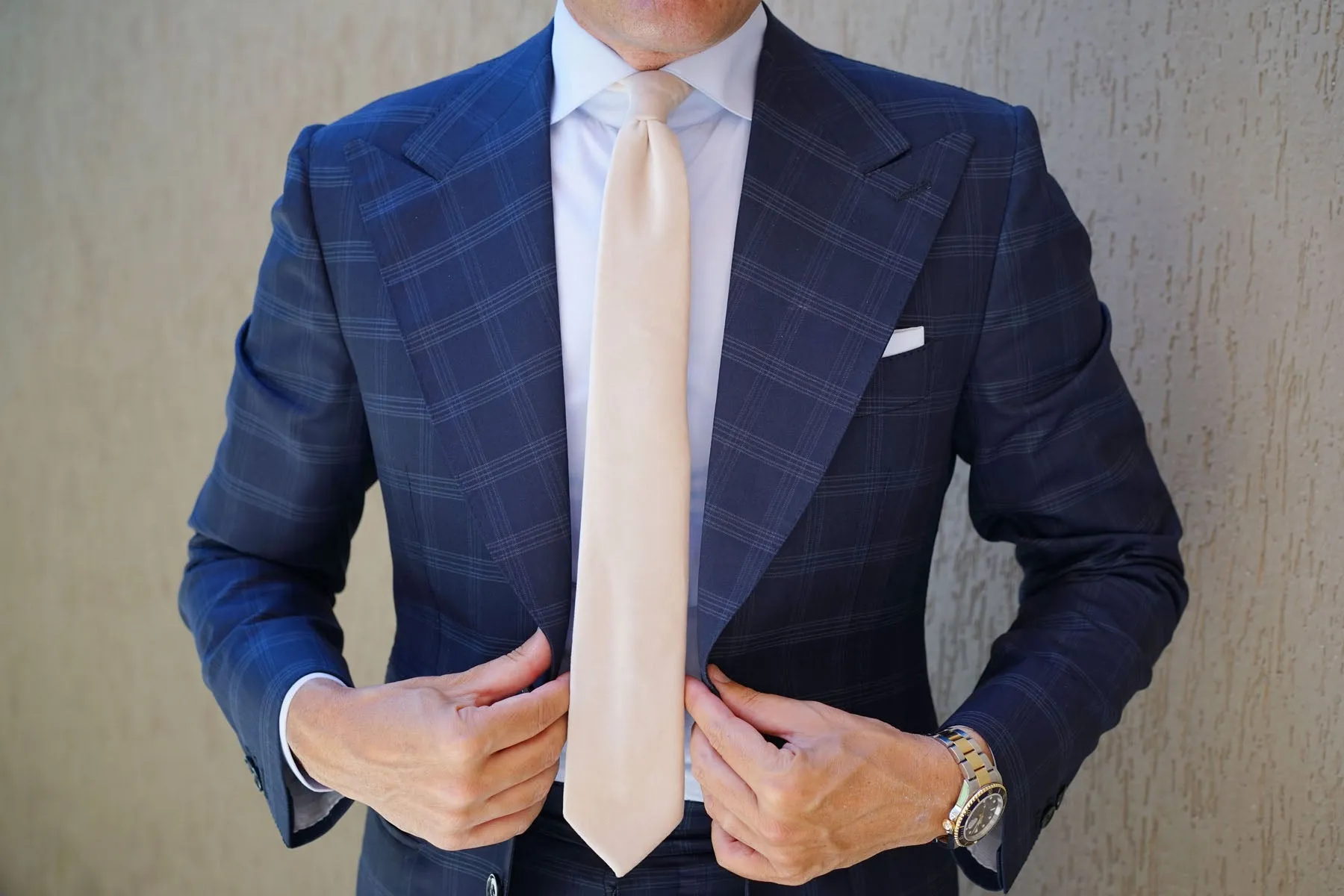 Beige Velvet Skinny Tie