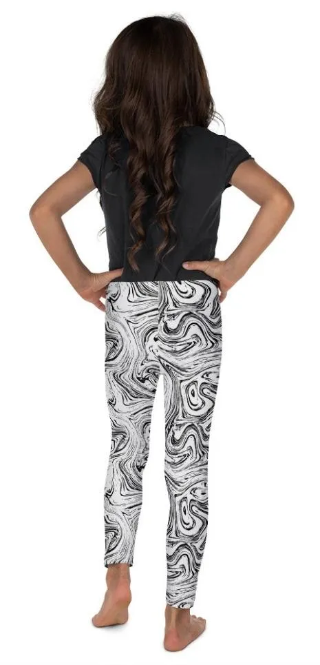 Black & White Marble Kid's Leggings