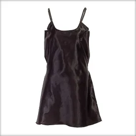 Black Polyester Satin Chemise