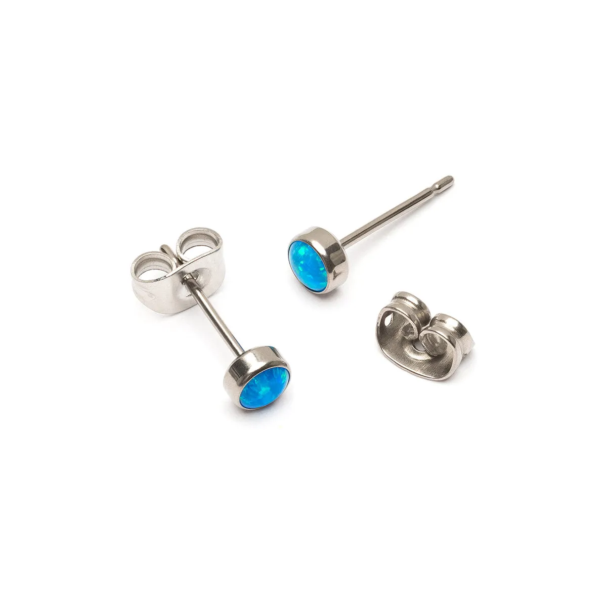 Blue Opal Titanium Stud Earrings