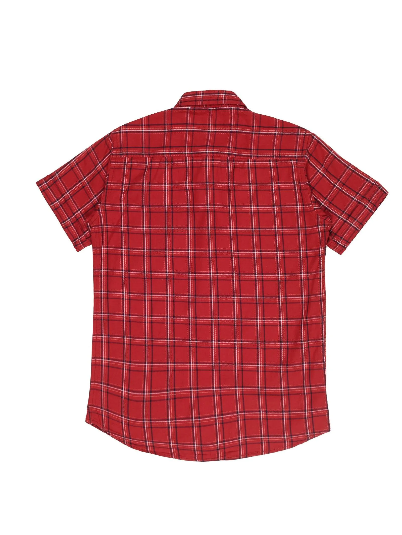 BOY'S RED CHECK REGULAR FIT SHIRT