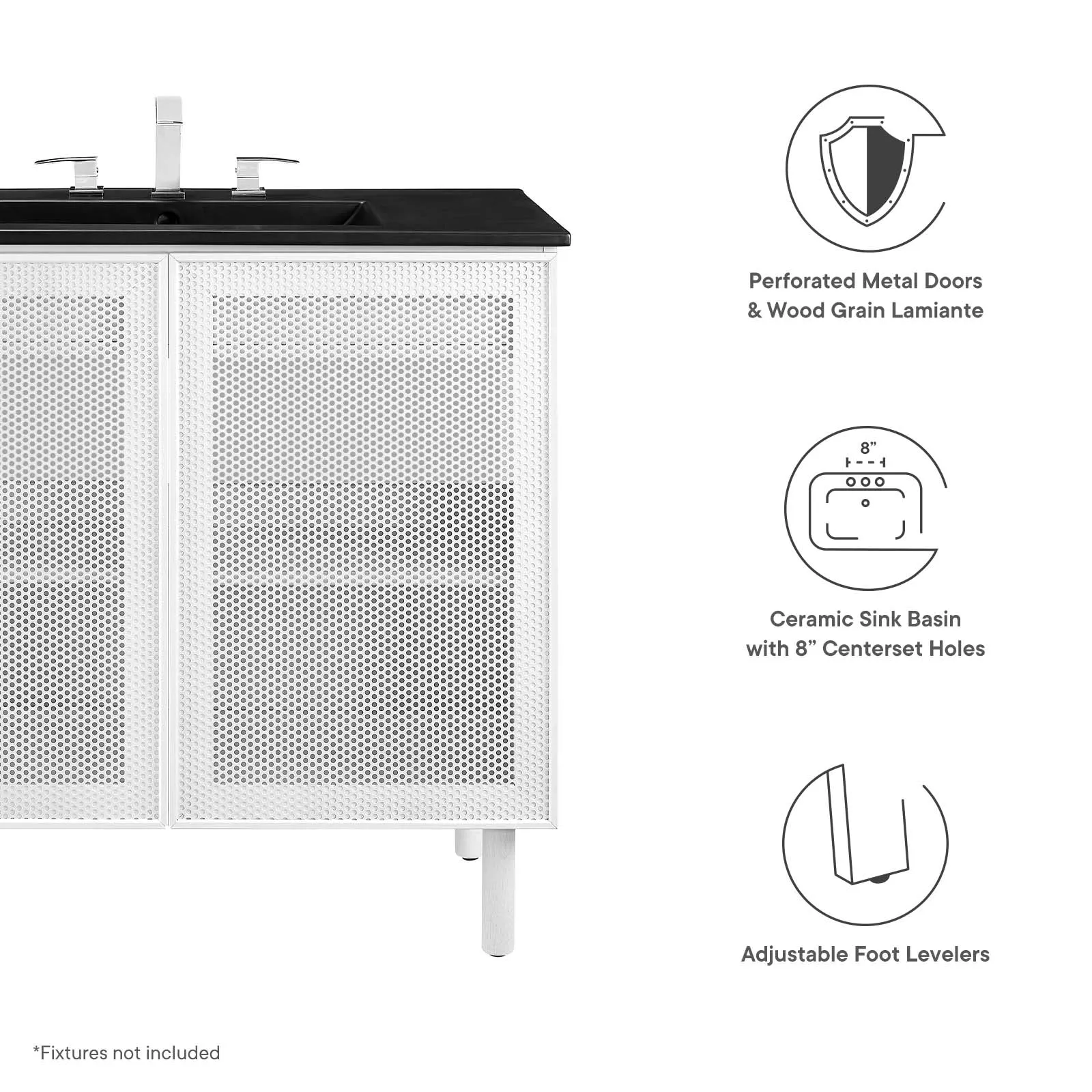 Calla 36" Perforated Metal Bathroom Vanity by Modway