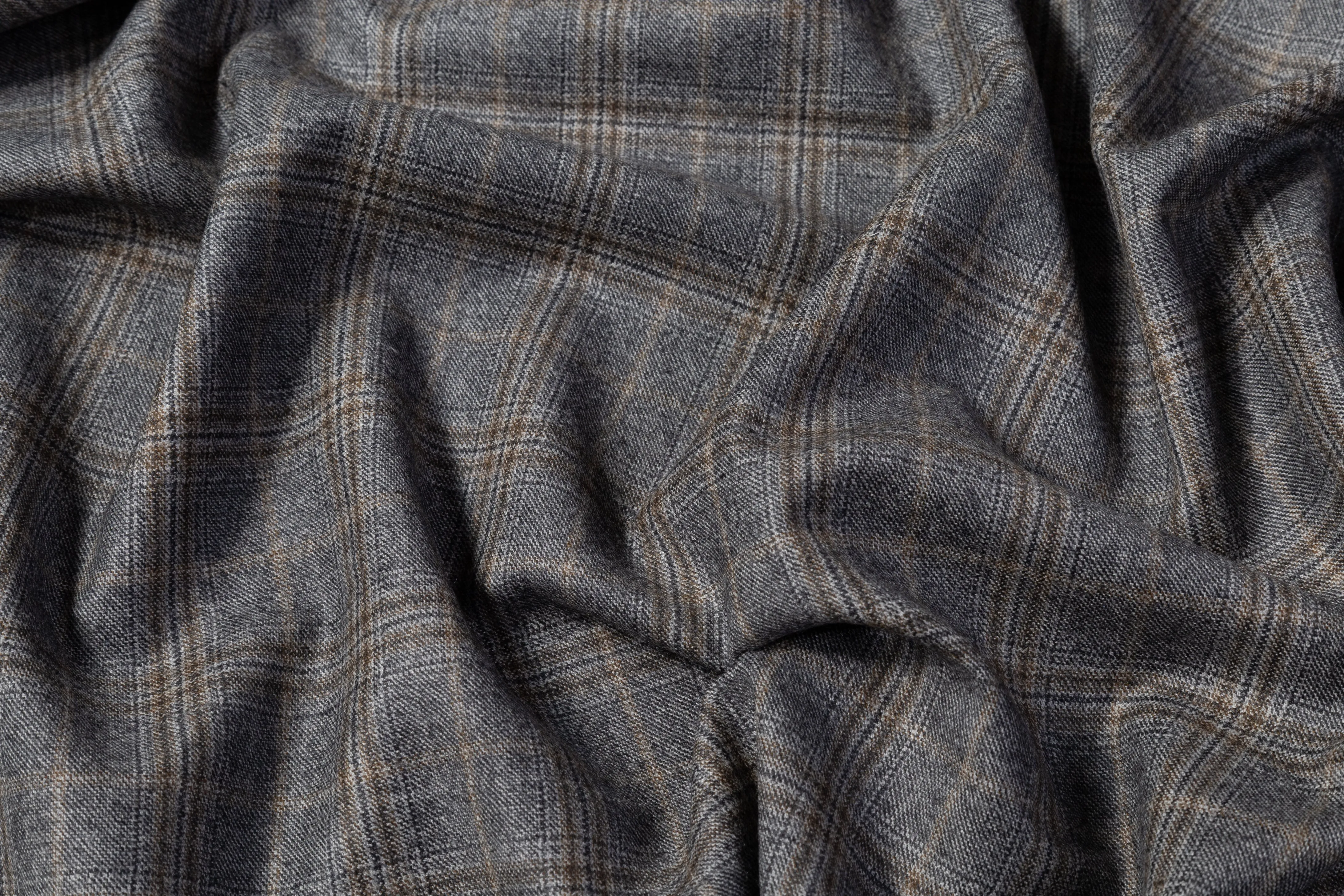 Checked Italian Wool Suiting - Gray / Brown