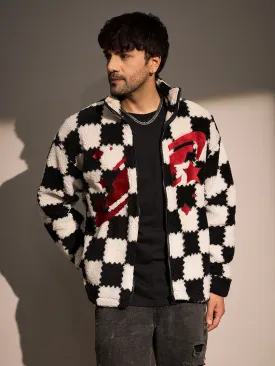 Checkered Fur Embroidery Jacket