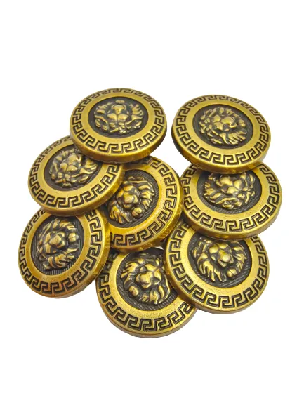 Classic Antique Brass Lion Vintage Metal Shank Buttons (Pack of 8 Buttons)