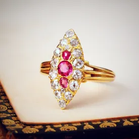 Date 1898 Ruby & Diamond Marquise Ring