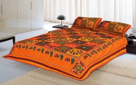 Designer Mart Kantha Work Embroidered Double Bed sheet with two pillow covers