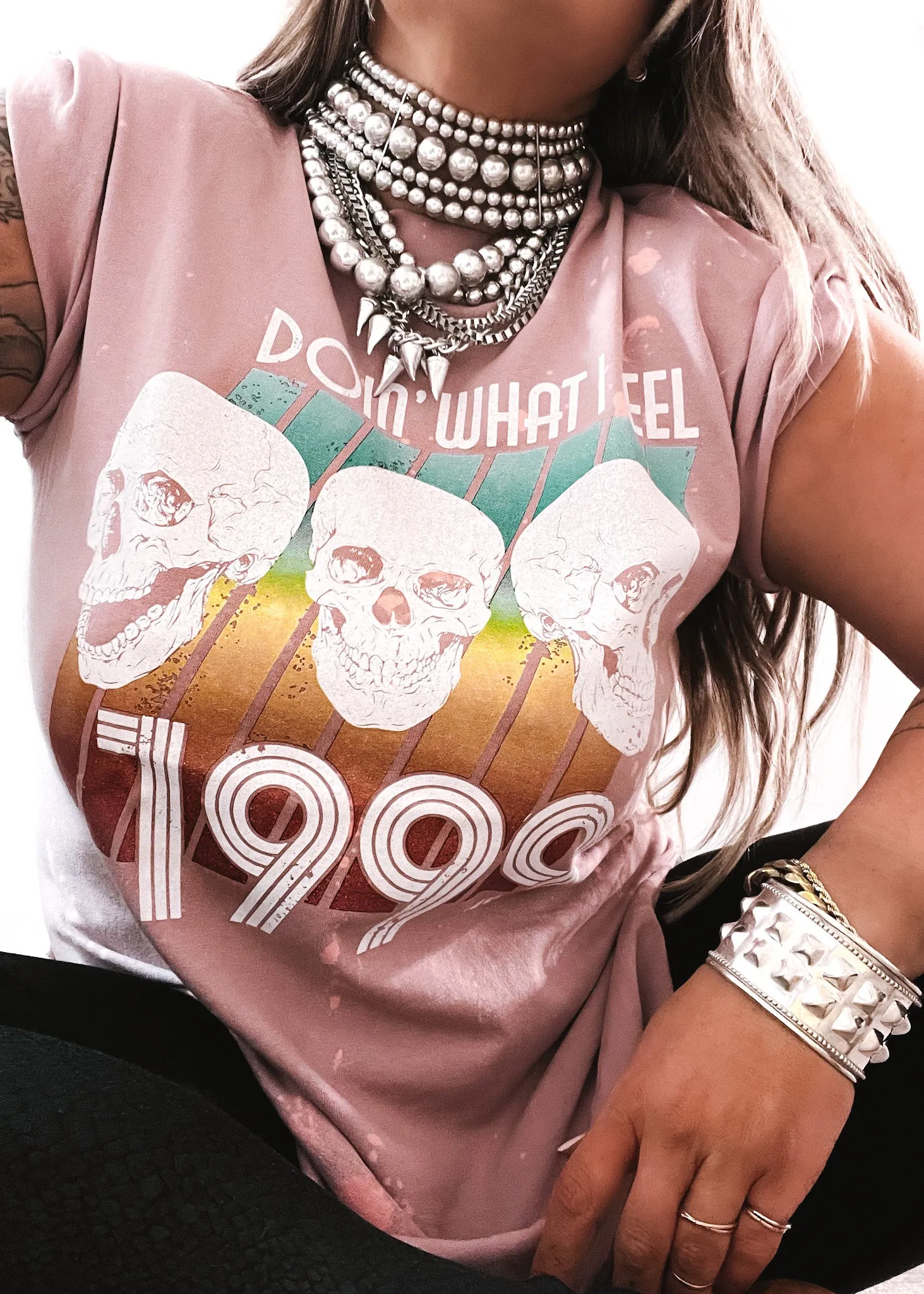 DOIN' WHAT I FEEL 1999 BLEACHED OUT SIDE SLIT TEE