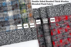 Double Sided Bonded Thick Woolen Blended Plaid Fabric  - 6058