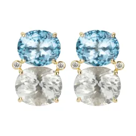 Earrings - Blue Topaz, Crystal and Diamond