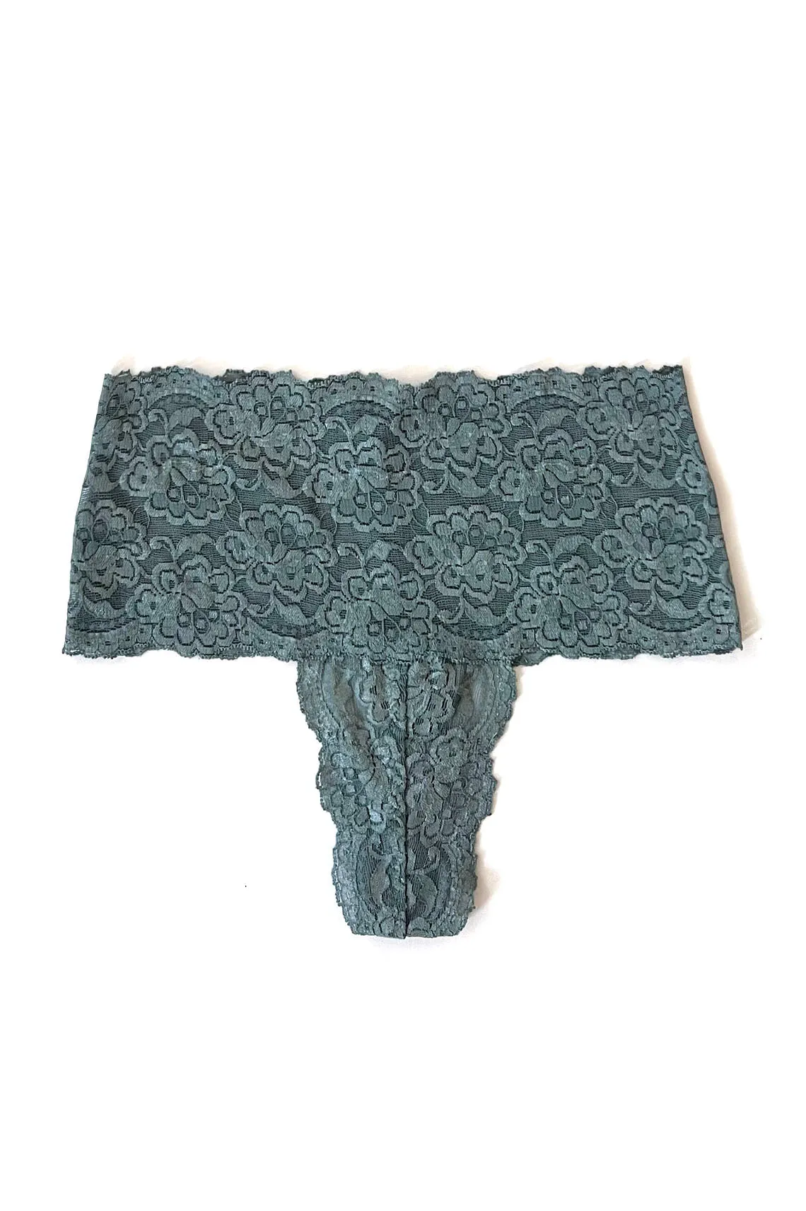 Echo High Rise Lace Thong in Teal