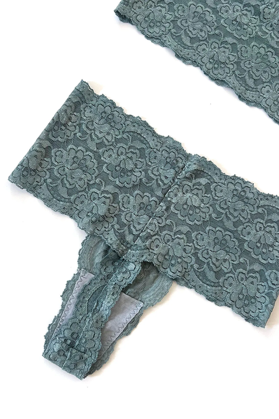 Echo High Rise Lace Thong in Teal