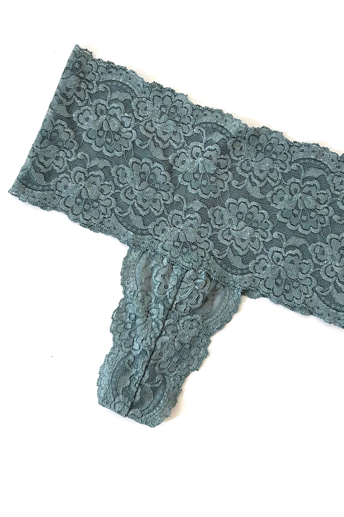 Echo High Rise Lace Thong in Teal