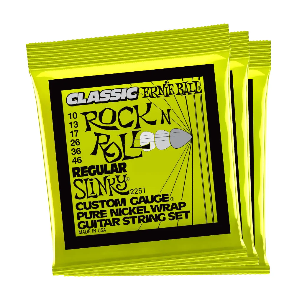 Ernie Ball Regular Slinky Classic RnR Pure Nckl Elec Gtr Strings 3Pk 10-46