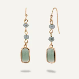 Green Crystal Drop Earrings In Gold-Tone