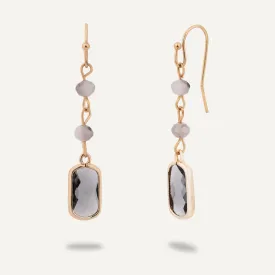 Grey Crystal Drop Earrings In Gold-Tone