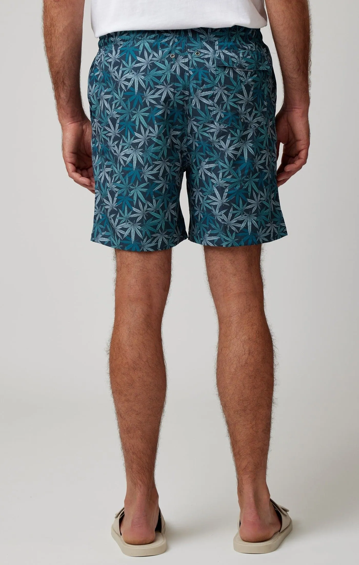 Navy Leaves Swim Shorts