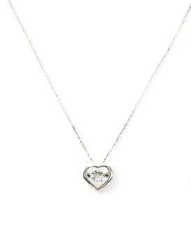 WHITE GOLD HEART DANCING NECKLACE