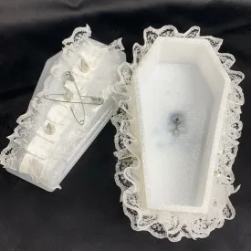 White Gothic Grunge Girl Cross Handmade Jewllery Box